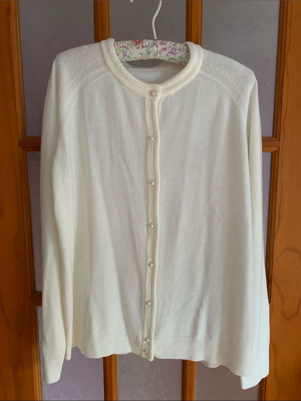 3/25$ Classic Ivory Pearl-Button Cardigan
